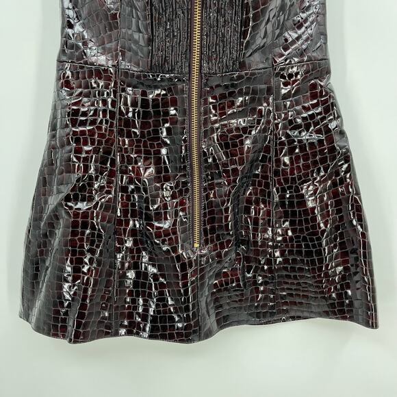 retrofete | Merida Leather Dress in Port Patent Crocodile Strapless Mini M - Picture 11 of 15